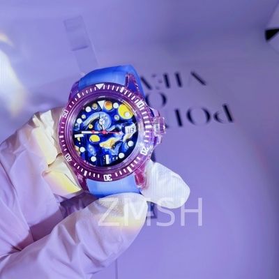 실험실에서 자란 회색 보라색 사파이어 시계 케이스 커스터마이징 고급 스래치 저항