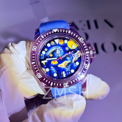 좋은 가격 실험실에서 자란 회색 보라색 사파이어 시계 케이스 커스터마이징 고급 스래치 저항 온라인으로